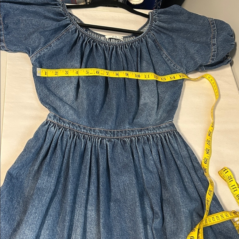 CO Denim Designer Puff Short Sleeve Minimalist Midi Dress Size XS - Picture 7 of 11